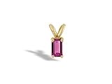 14K Yellow Gold Genuine Emerald-cut Pink Tourmaline Pendant