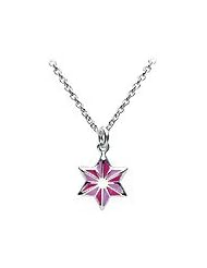Girls Jewelry - Sterling Silver Enameled Stripe Star Necklace (12-14 in)