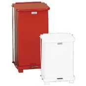 RUBBERMAID Defenders Biohazard Step Can, Square, Steel, 24gal, Red (Case of 2)