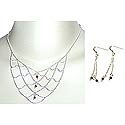 Jewelry Set Necklace and Earring In Sterling Silver and Garnet Gemstones