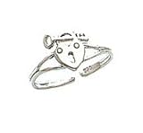 Toe Ring - Sterling Silver Heart Lock & Key Toe Ring