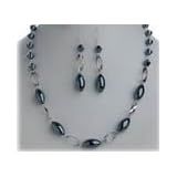 Beautiful Sterling and Hematite Necklace and Earring Set - CLEARANCE