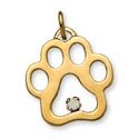 14k Puppy Paws Charm with an October, Opal Gemstone