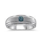 1/4 (0.21-0.27) Cts Blue Diamond Men's Band in 14K White Gold