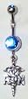 Sterling silver nurse RN symbol belly button ring 5/16" for a shallow belly piercing