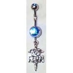 SAVE $3 - Sterling silver nurse RN symbol belly button ring 5/16" for a shallow belly piercing $19.95