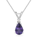 0.02 Cts Diamond & 0.54 Cts Amethyst Pendant in 18K White Gold