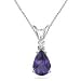 0.02 Cts Diamond & 0.54 Cts Amethyst Pendant in 18K White Gold