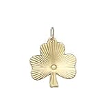 Clover with Lines, 14K Gold Charm