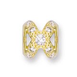 Jewelco London 9ct Solid Gold Cubic Zirconia Encrusted Cut-out Cross-over Spinning Ball Pendant ( 1.3g )