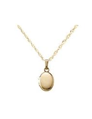 Baby 14k Gold Oval Locket with 13 Inches Rope Chain