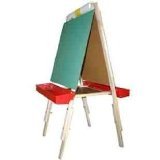 Detail image Beka Adjustable Double Sided Easel Combo #3, Magnetic and Chalkboard Surfaces, Top Paper Holder, Red Trays