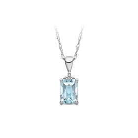 10kt. White Gold Aquamarine Pendant with Diamond Accents by 