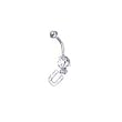 Stainless Steel Initial "U" Belly Ring with Clear CZ
