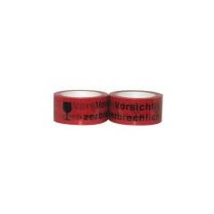 6 Rollen Klebeband ""Vorsicht zerbrechlich"" PP, rot/schwarz, 50