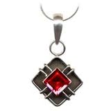 Sterling Silver Square-cut 1.7 Ct. Garnet Pendant Necklace, 16 Inch Chain