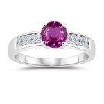 0.20 Cts Diamond & 1.29 Cts Pink Sapphire Engagement Ring in 14K White Gold