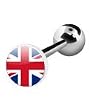 316 Surgical Stainless Steel Barbell with UK Flag Logo Sold as a Pair