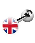 316 Surgical Stainless Steel Barbell with UK Flag Logo Sold as a Pair