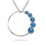 Blue Topaz Journey Circle Pendant in 14K White Gold