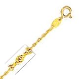 10k Yellow Gold 16 Inch X 1.3 mm Rope Chain Necklace - O Ring Clasp