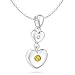 Childrens Jewelry - Citrine November Birthstone Double Heart Pendant