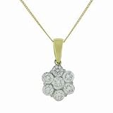 Prong Set Round Brilliant Seven Stone Cluster Pendant in 18ct Yellow & White Gold