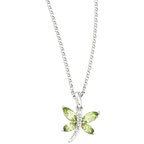 14K White Gold Peridot and Diamond Dragonfly Necklace
