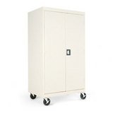 ALERA / ALE36680 / Enclosed Mobile AV Cabinet, 1 Fixed/2 Adjustable Shelves, 36x24x66, Putty / Sold as 1 EA