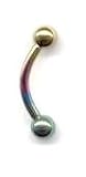 Titanium Curved Barbell in Rainbow. Size is 14 guage by 3/8 in length