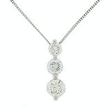 Prong Set Round Brilliant Three Stone Diamond Drop Pendant in 18ct White Gold