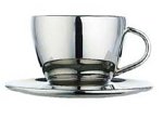 Dualit Stainless Steel Capuccino cups and saucers 2 in pack