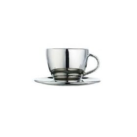 Dualit Stainless Steel Capuccino cups and saucers 2 in pack