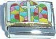 Clearly Charming Cross on Stained Glass Italian Charm Bracelet Link