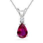 0.02 Cts Diamond & 0.45 Cts Ruby Pendant in 14K 