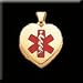 14KT Gold Heart Shape Medical ID Locket with Red Caduceus Medical Symbol *On Sale