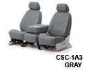 Coverking Leather Custom Fit Seat Covers - Gray, Front Row Seats. Ford F-250, 350 (Super Duty) 40/20/40, W/Removable Headrest, W/Builtin Belt, W/Folding Console, also fits F-450 2005 - 2007