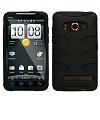 Sprint HTC Evo 4g Hybrid Fishbone plastic/gel Protector Case Cover - Black/Black