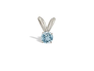 14K White Gold Genuine Round Aquamarine Pendant