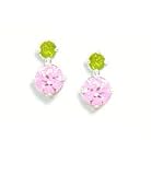 Pink Cubic Zirconia Irish Celtic Shamrock Green Sterling Silver Earrings - Pink Collection