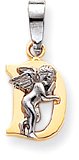 Block Letter With Angels Charm, Yellow/White Gold