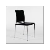 Euro Style 0-4801BLK Fly Leather Dining Black Leather Chrome by Euro Style