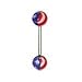 Barbell with Patriotic American Flag Ball, in 12g (Gauge), Sold Individually