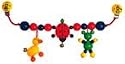 Wooden Pram / Buggy string Clip on - Ladybird, Frog & Duck
