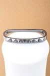 Pyramid Studs Palms Metal Stretch Bangle Bracelet, Hematite