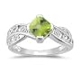 0.01 Cts Diamond & 1.02 Cts Peridot Ring in 14K White Gold-4.5
