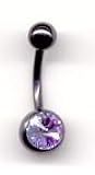 Titanium Black Jeweled Navel Bar with a Vitrail Light Swarovski stone 14 guage by 1/2