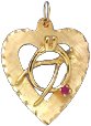 Engagement Ring and Wishbone on Open Heart, 14K Gold Charm