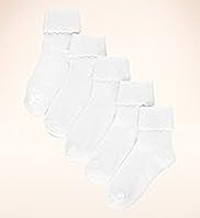5 Pairs of Cotton Rich Turn Over Top Socks