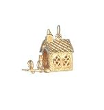 Church with Engagement and Wedding Rings, 14K Gold Charm